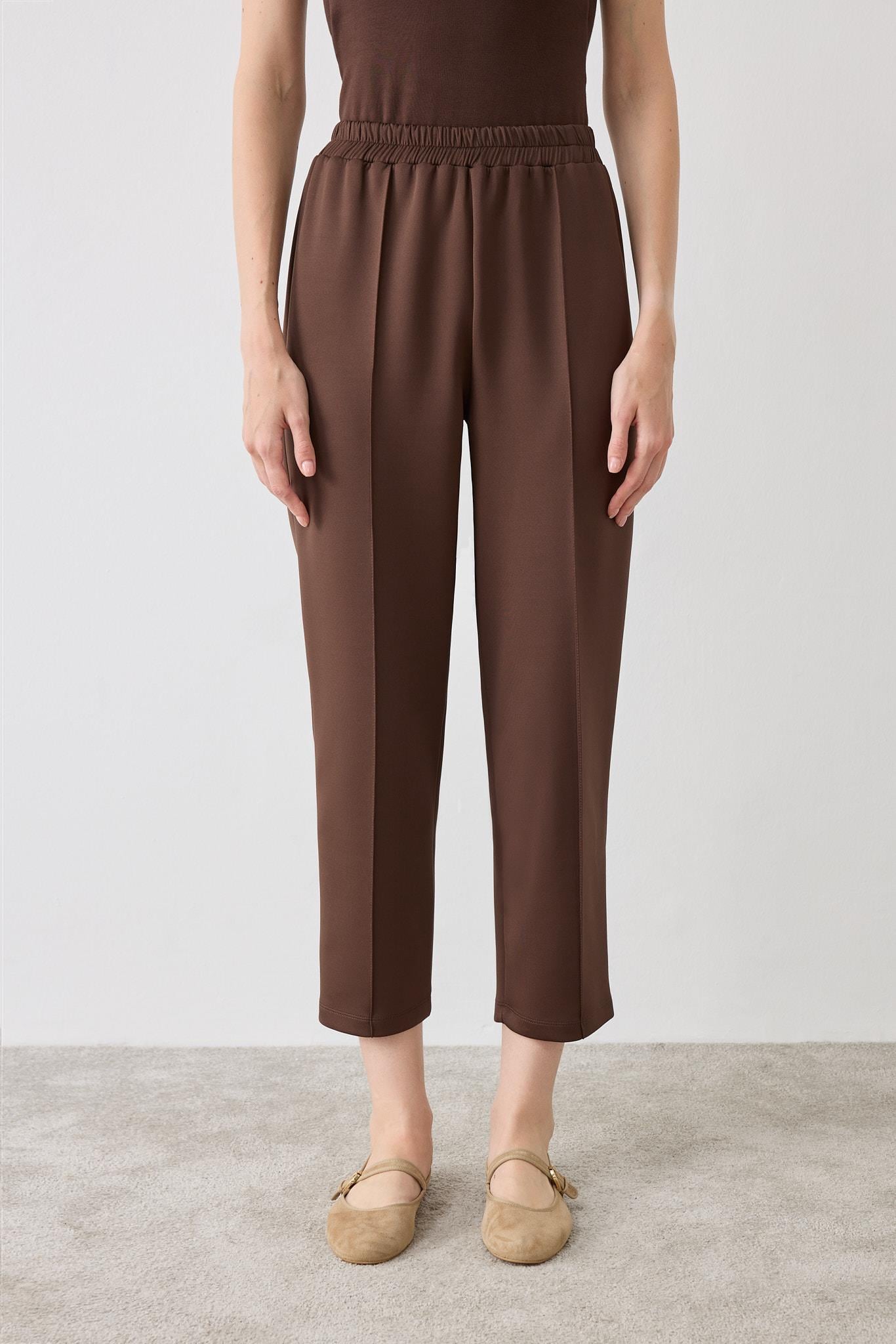 SCUBA OVERSIZE LINE DETAILED PANTS DARK BROWN