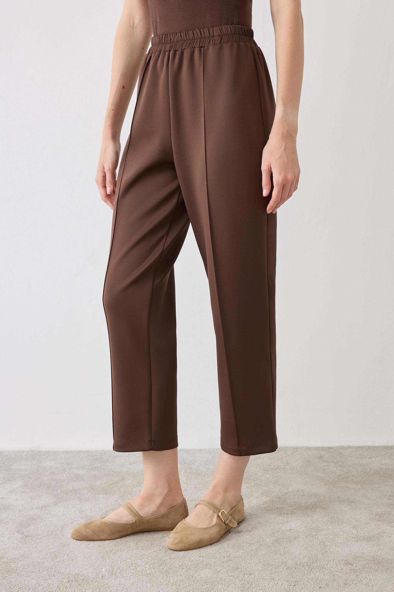 SCUBA OVERSIZE LINE DETAILED PANTS DARK BROWN