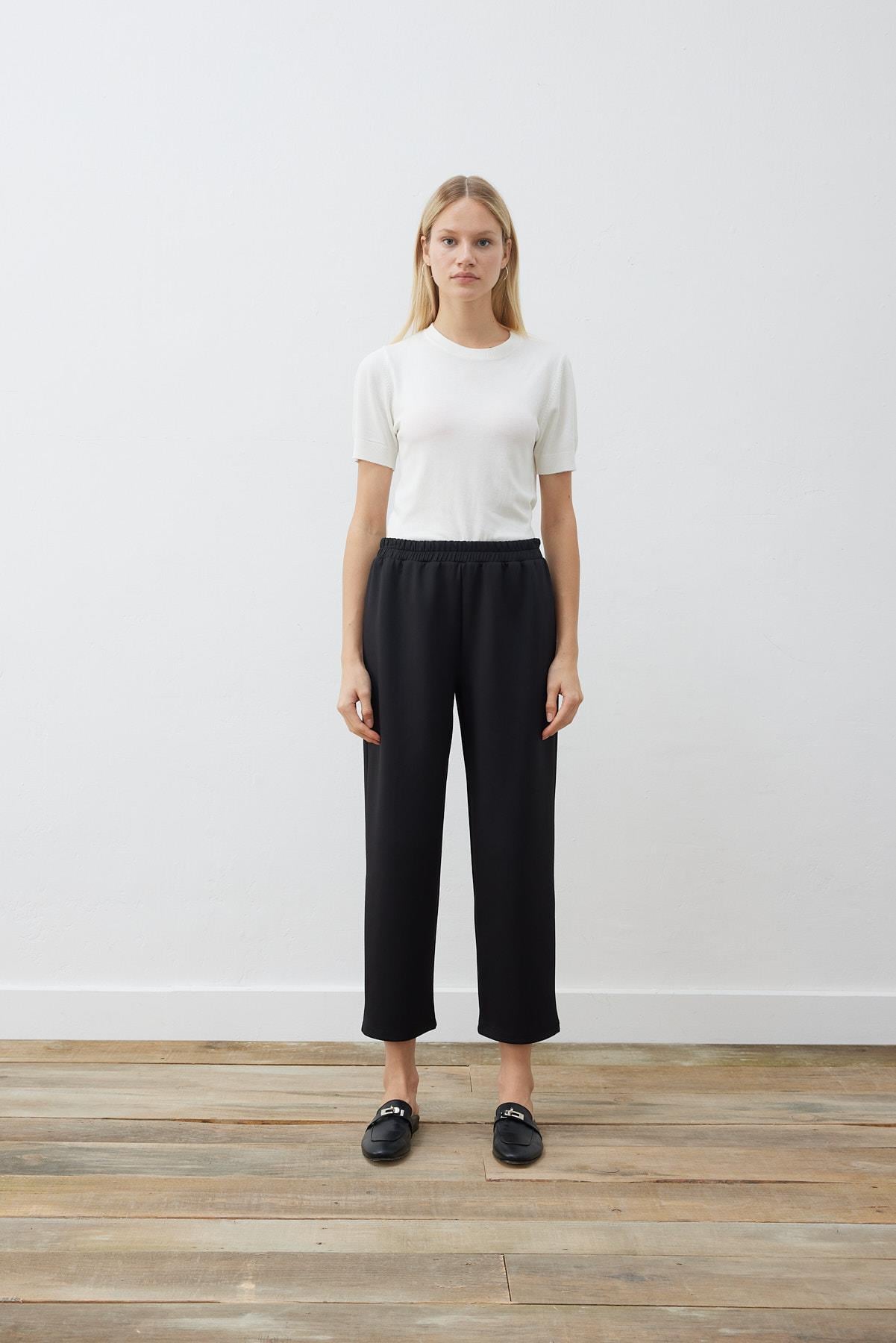 SCUBA OVERSIZE CARROT PANTS BLACK