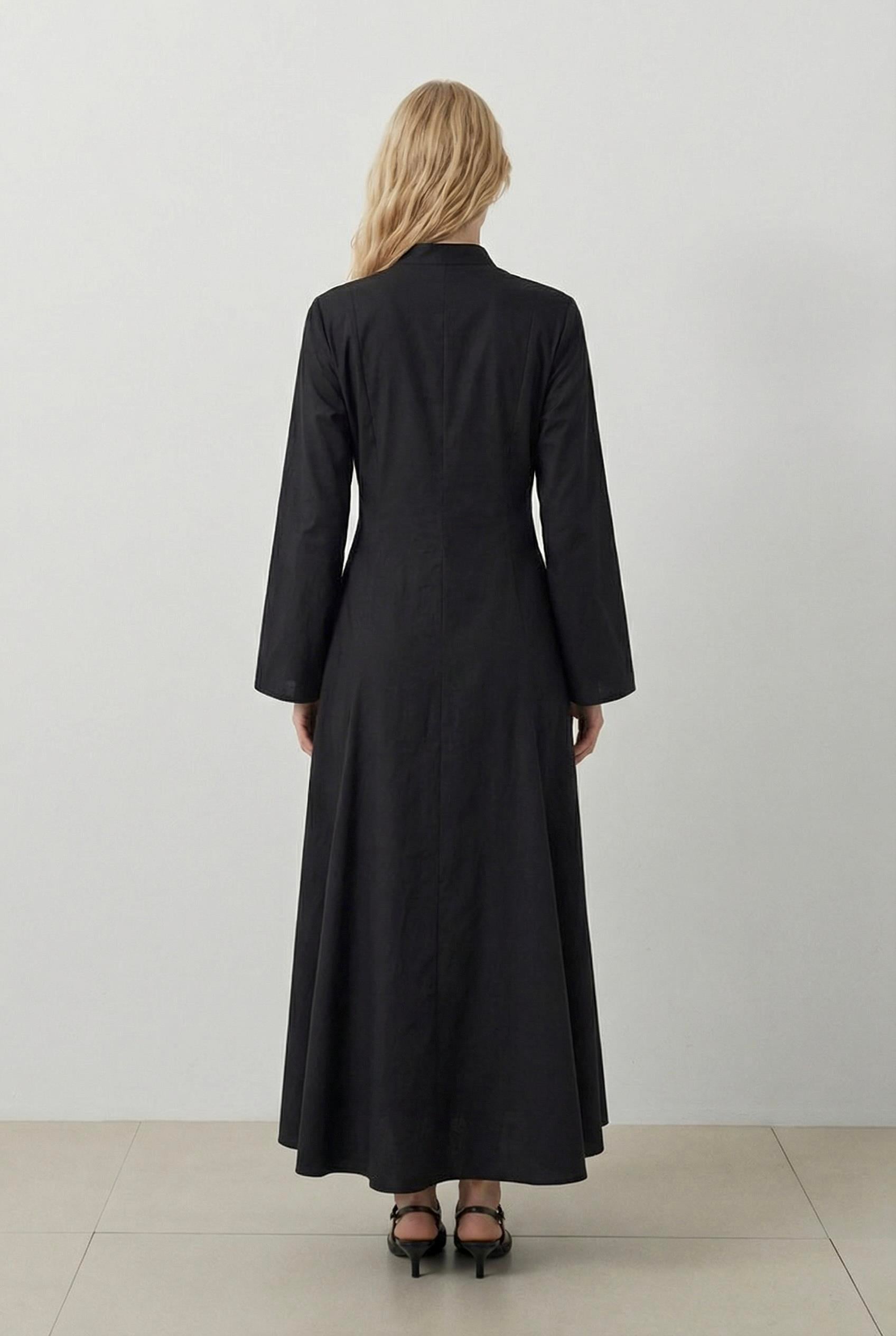 SELENE KOTON ELBİSE SİYAH