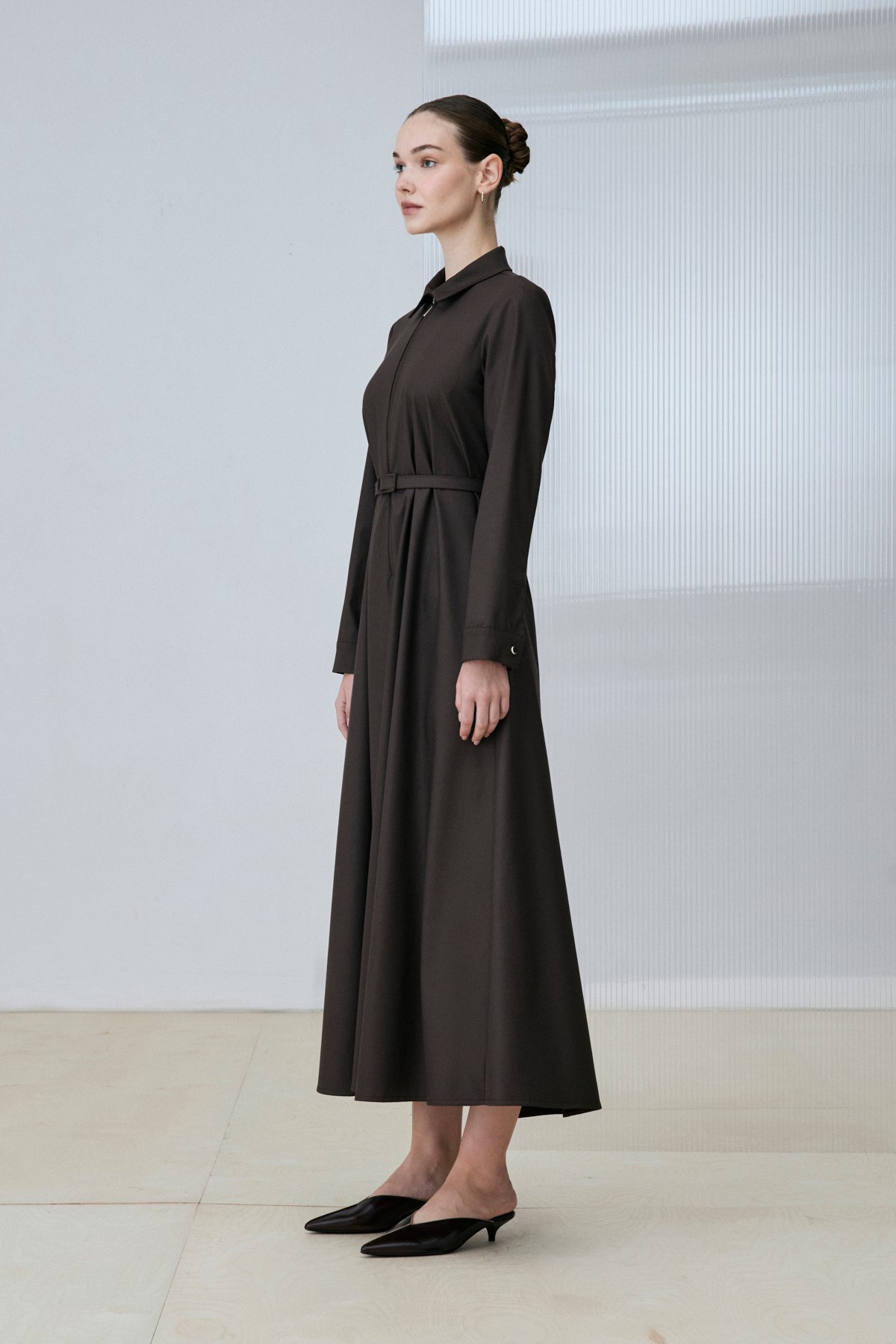 SERDE ZIP DETAIL DRESS BROWN