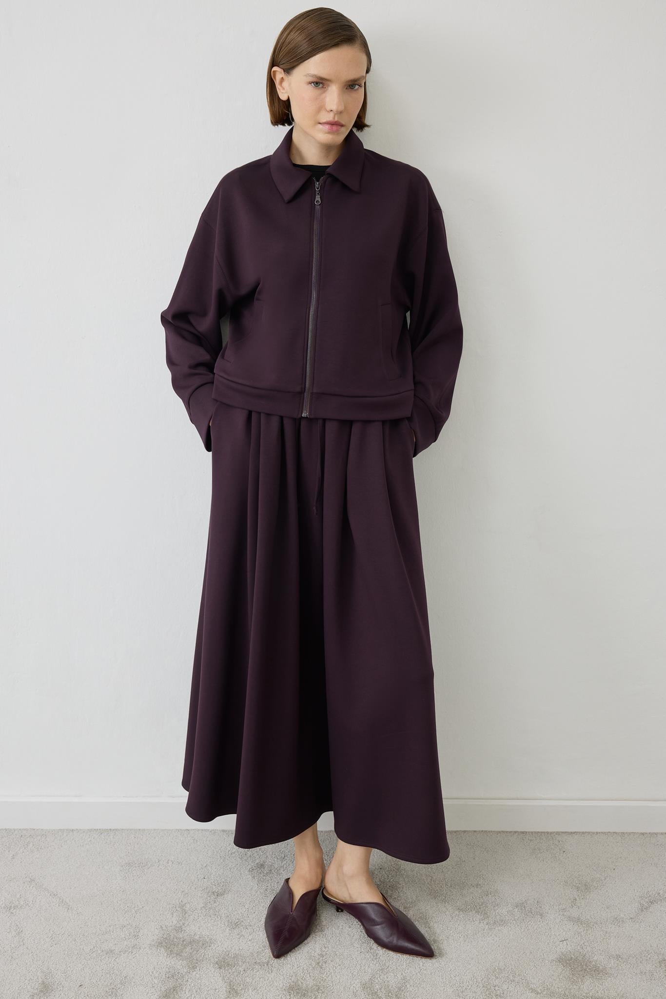 SERENA KNIT SKIRT SET BURGUNDY