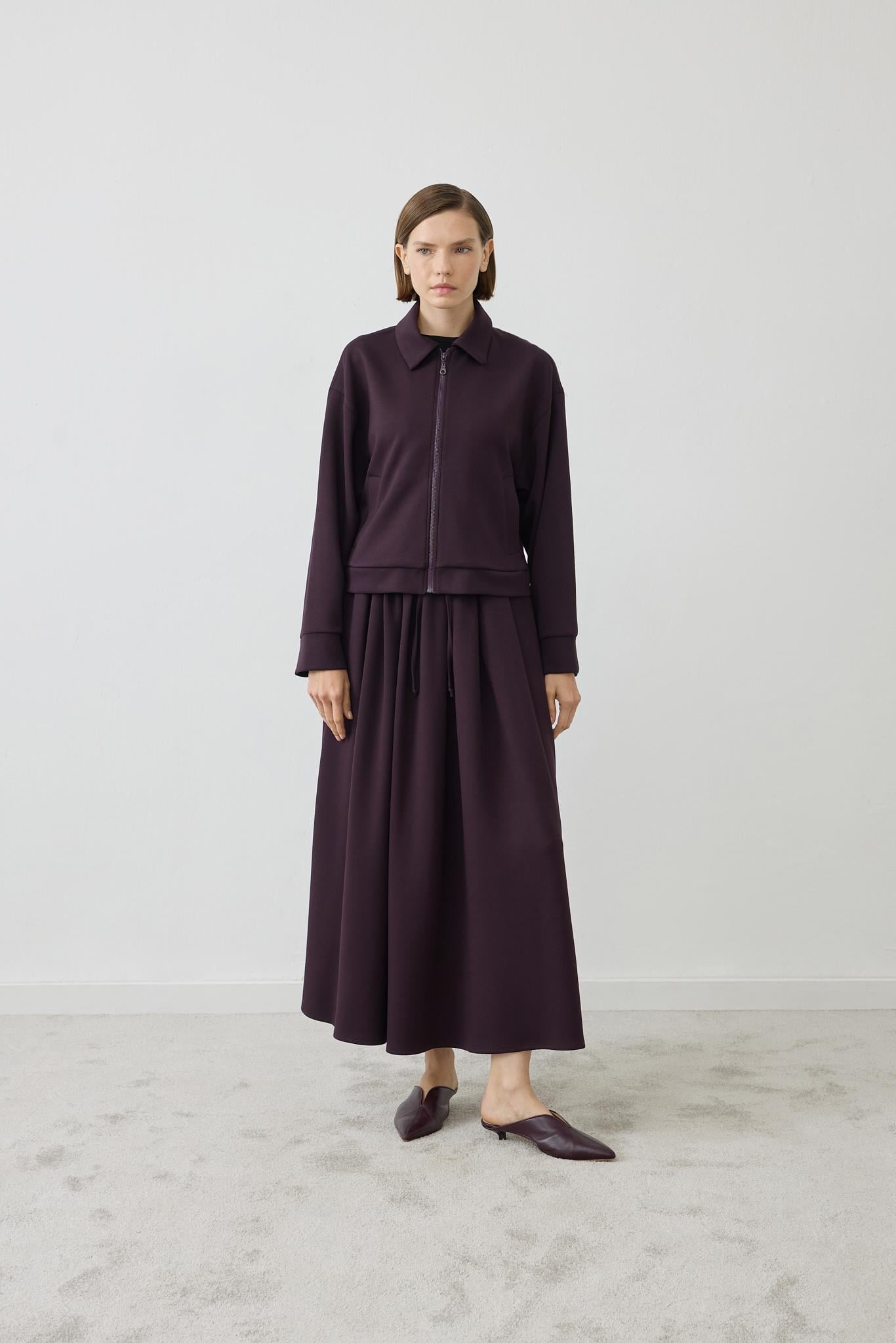 SERENA KNIT SKIRT SET BURGUNDY