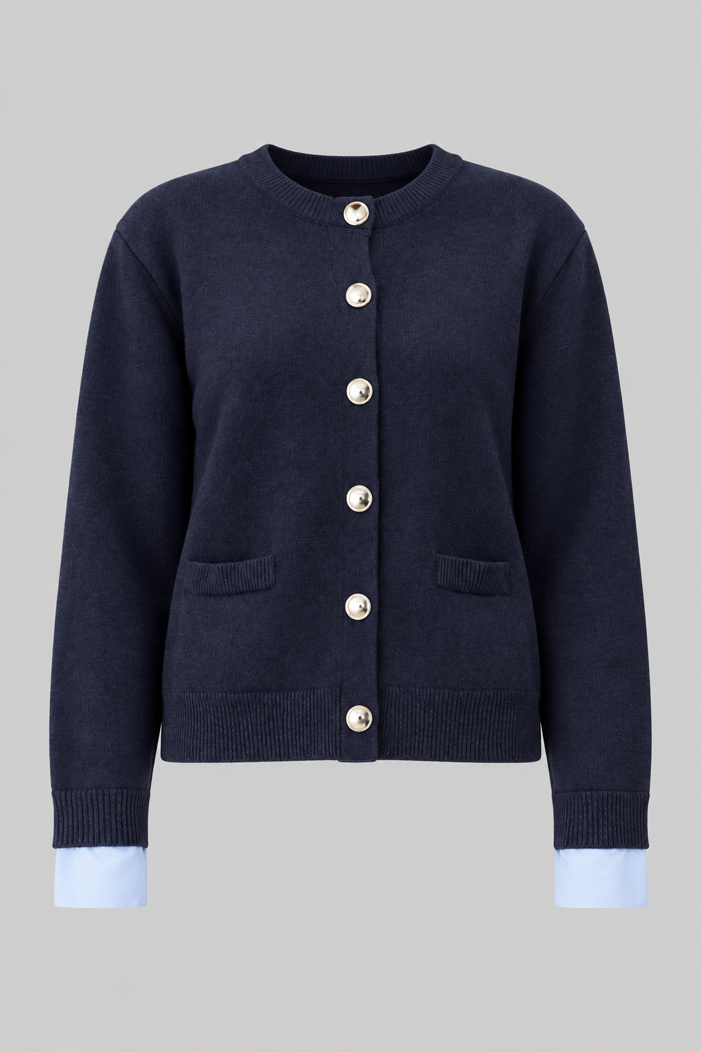 SILVER CUFF DETAIL KNITWEAR CARDIGAN NAVY BLUE