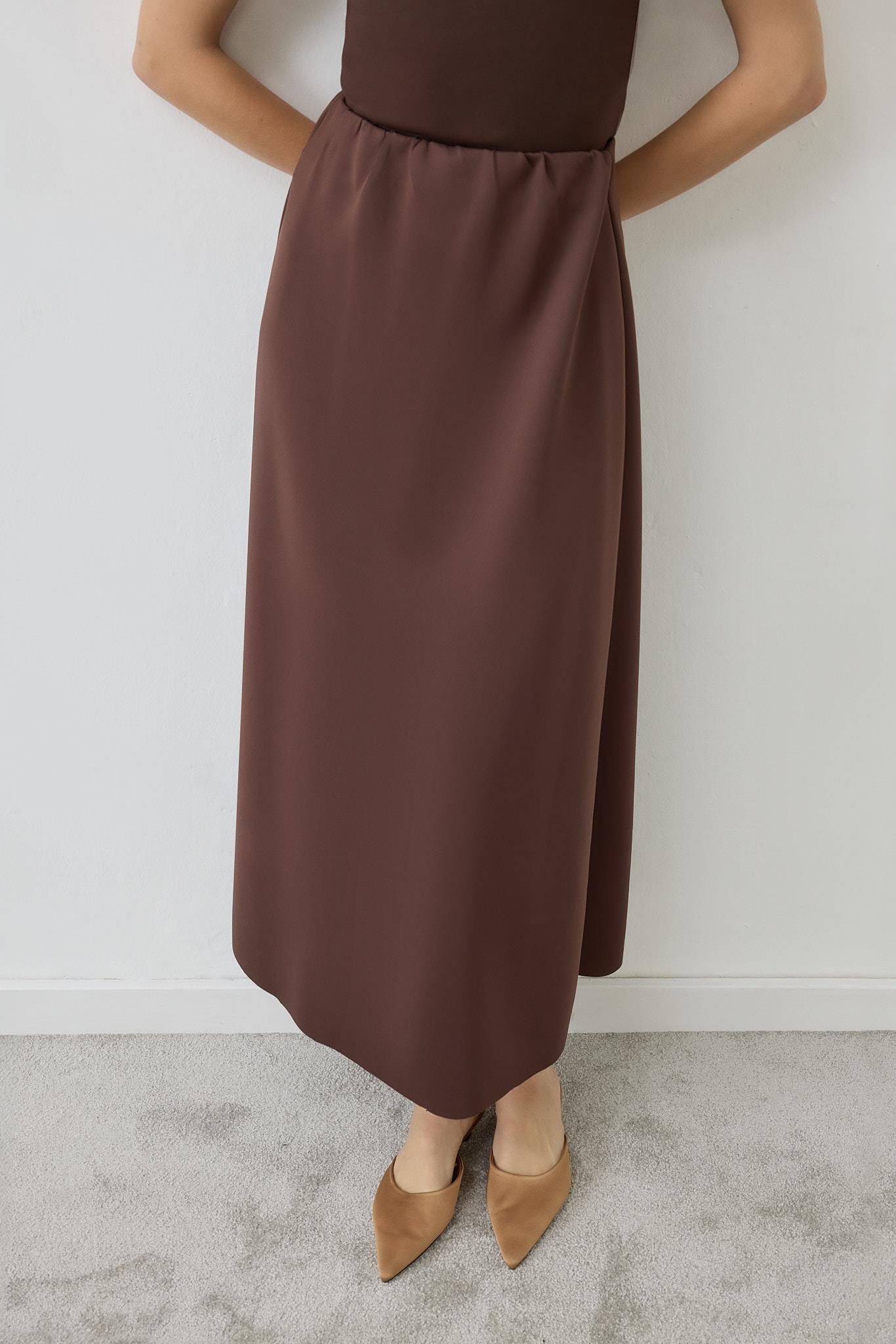 SOLIN PUFF JACKET SKIRT SET BROWN