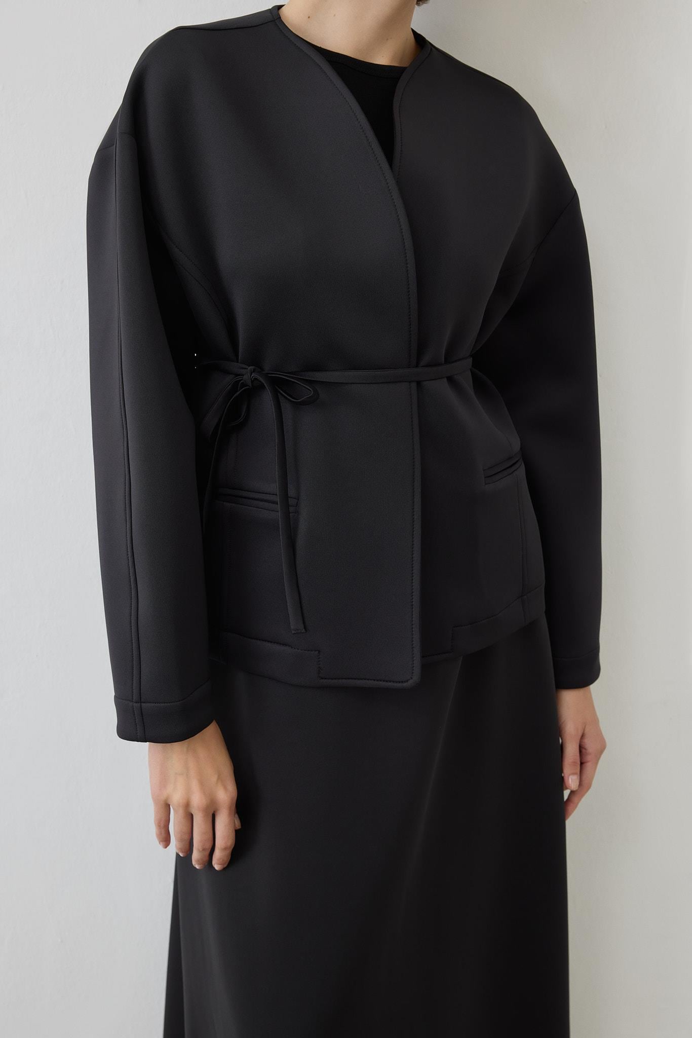 SOLIN PUFF JACKET SKIRT SET BLACK