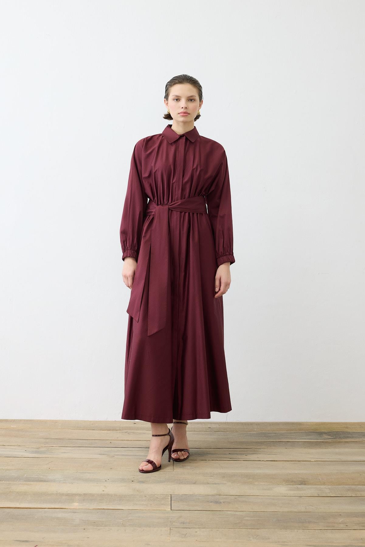 STILA COTTON DRESS BURGUNDY
