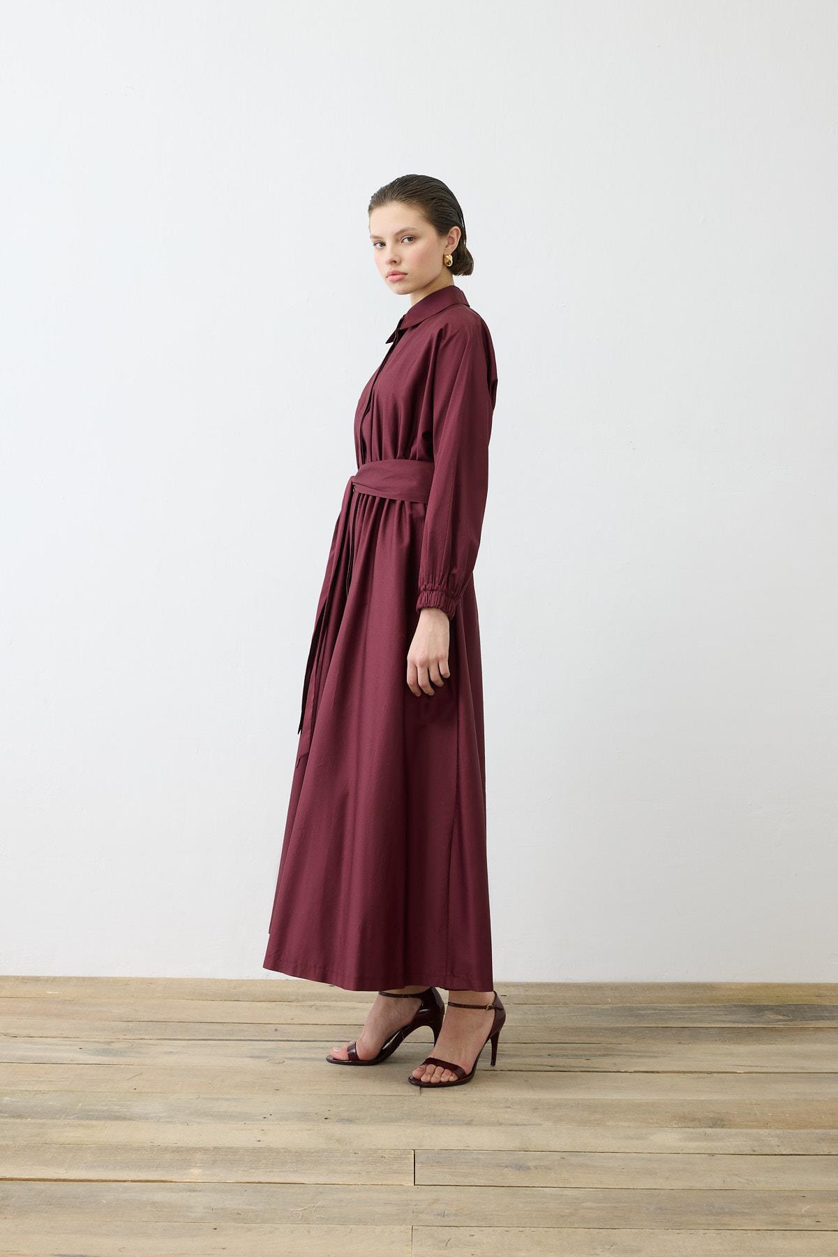 STILA COTTON DRESS BURGUNDY