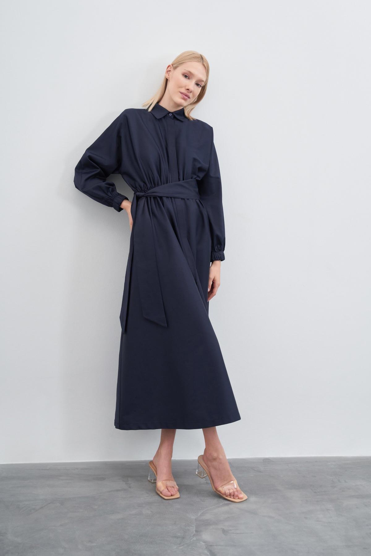 STİLA KOTON ELBİSE LACİVERT