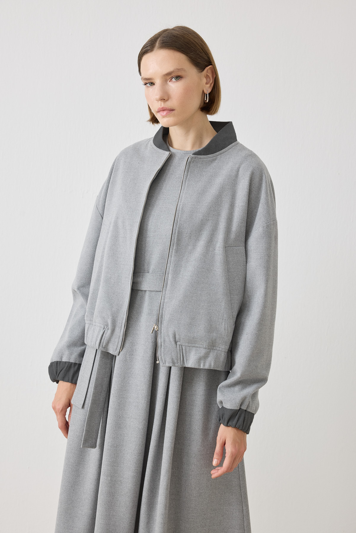 VALLE BOMBER JACKET DRESS SET GRAY