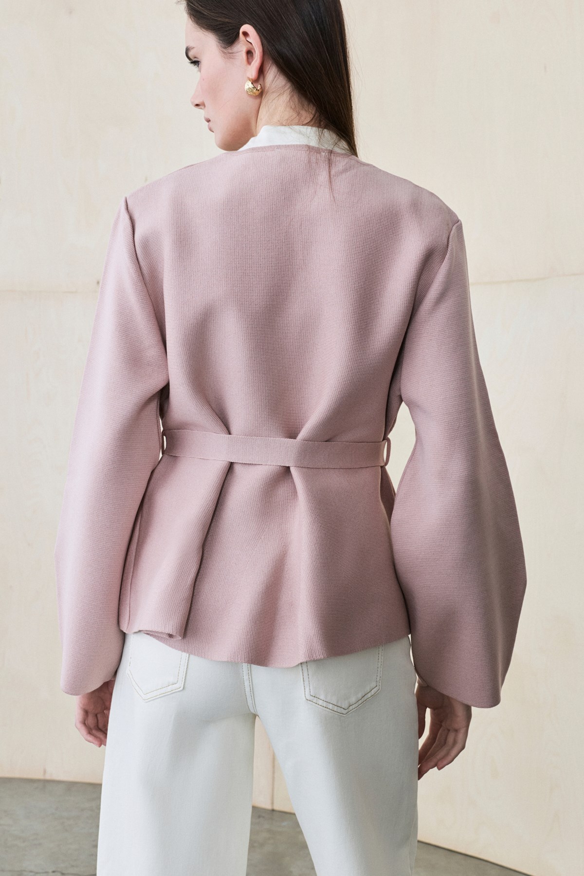 VERA ÇELİK ÖRME PEPLUM HIRKA PUDRA