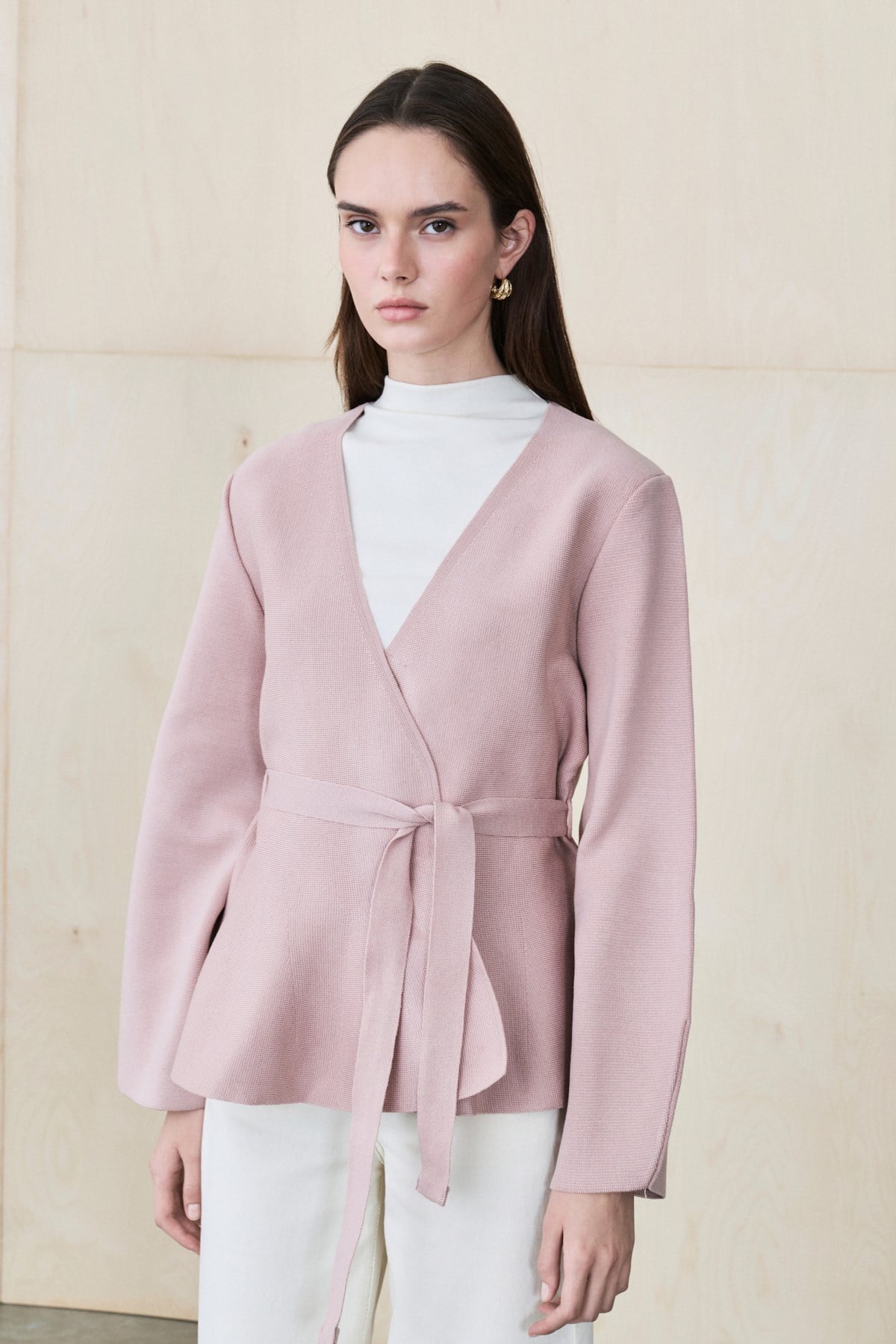 VERA ÇELİK ÖRME PEPLUM HIRKA PUDRA
