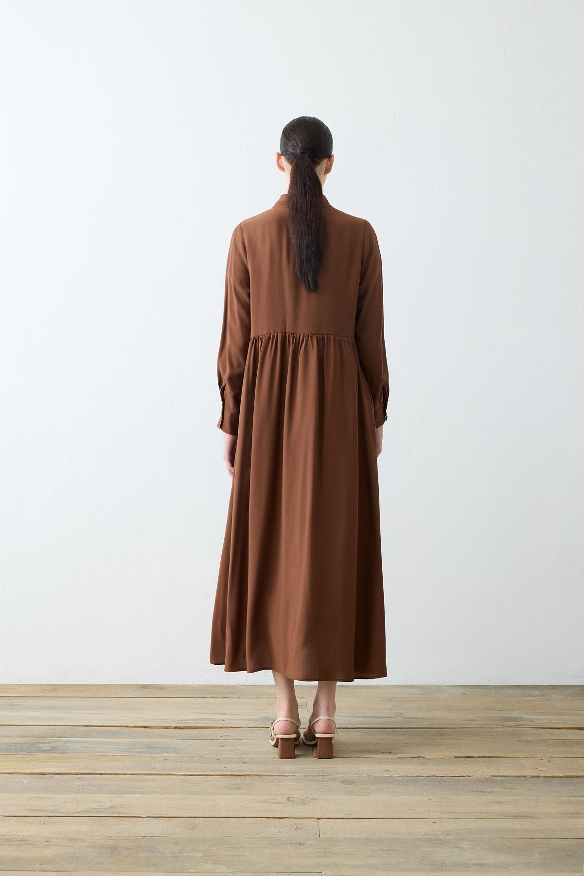 VERA VISCOSE POCKET SHIRT DRESS BROWN