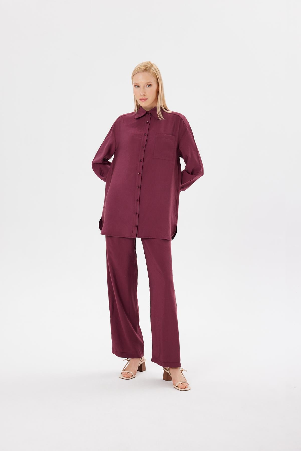 VERA PANTS SET BURGUNDY
