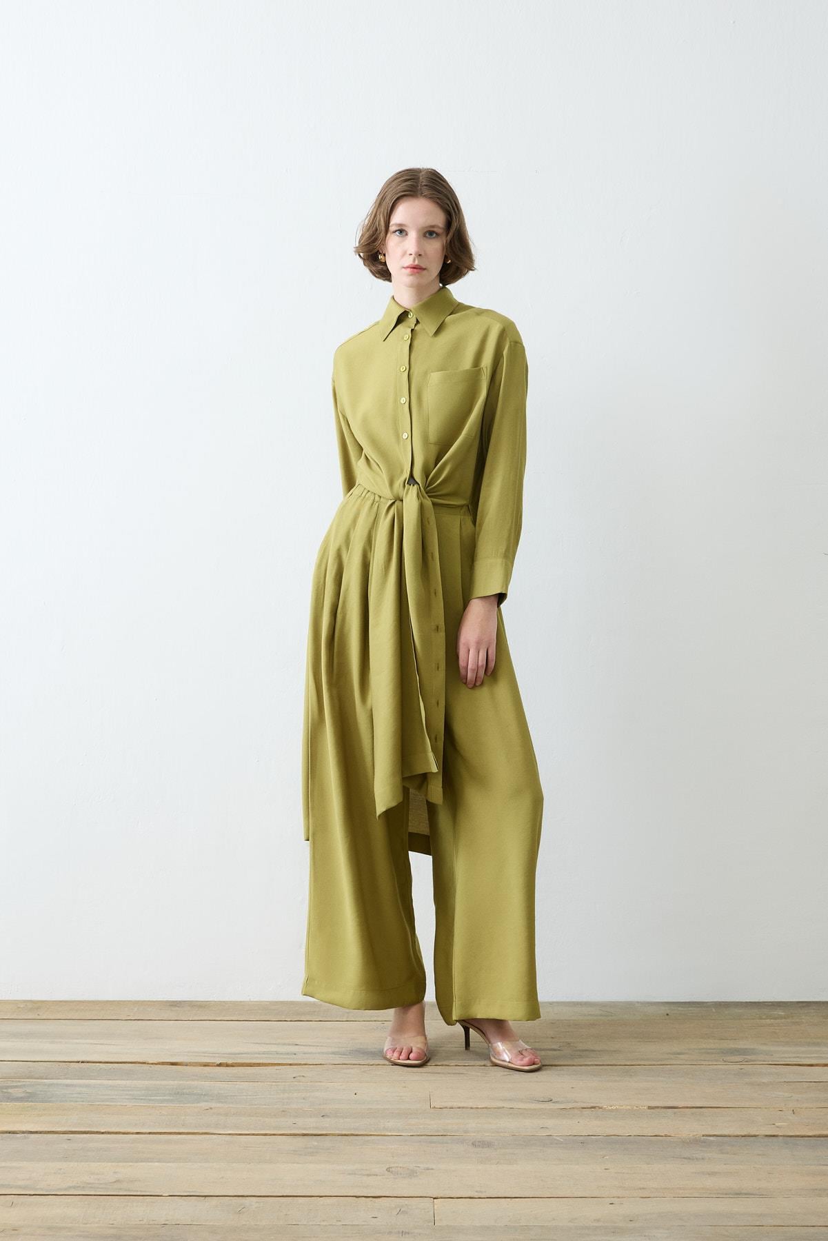 VERA VISCOSE LONG SHIRT PANTS SET GREEN