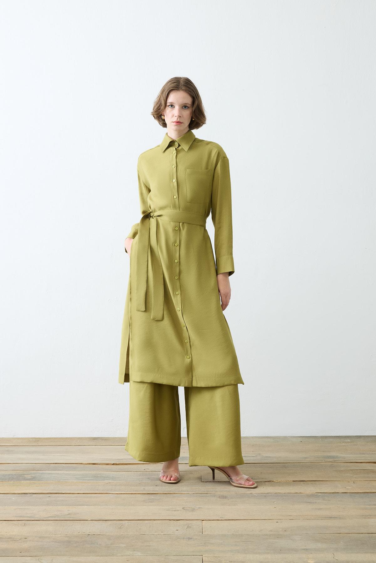 VERA VISCOSE LONG SHIRT PANTS SET GREEN