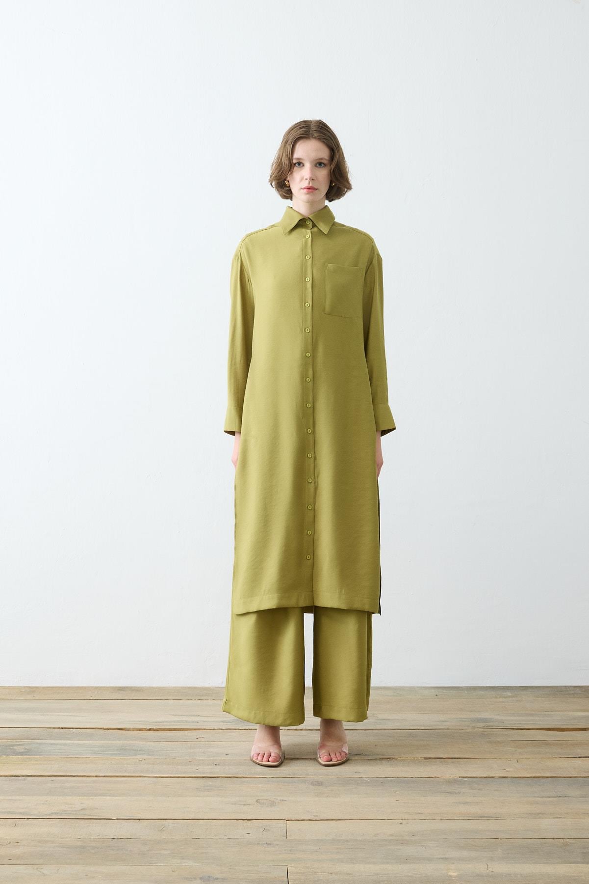 VERA VISCOSE LONG SHIRT PANTS SET GREEN