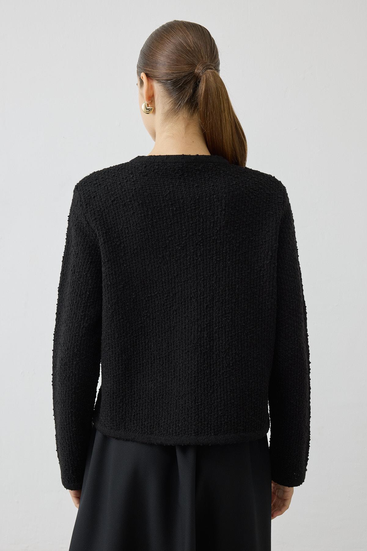 VERONA TEXTURED KNIT SHORT CARDIGAN BLACK