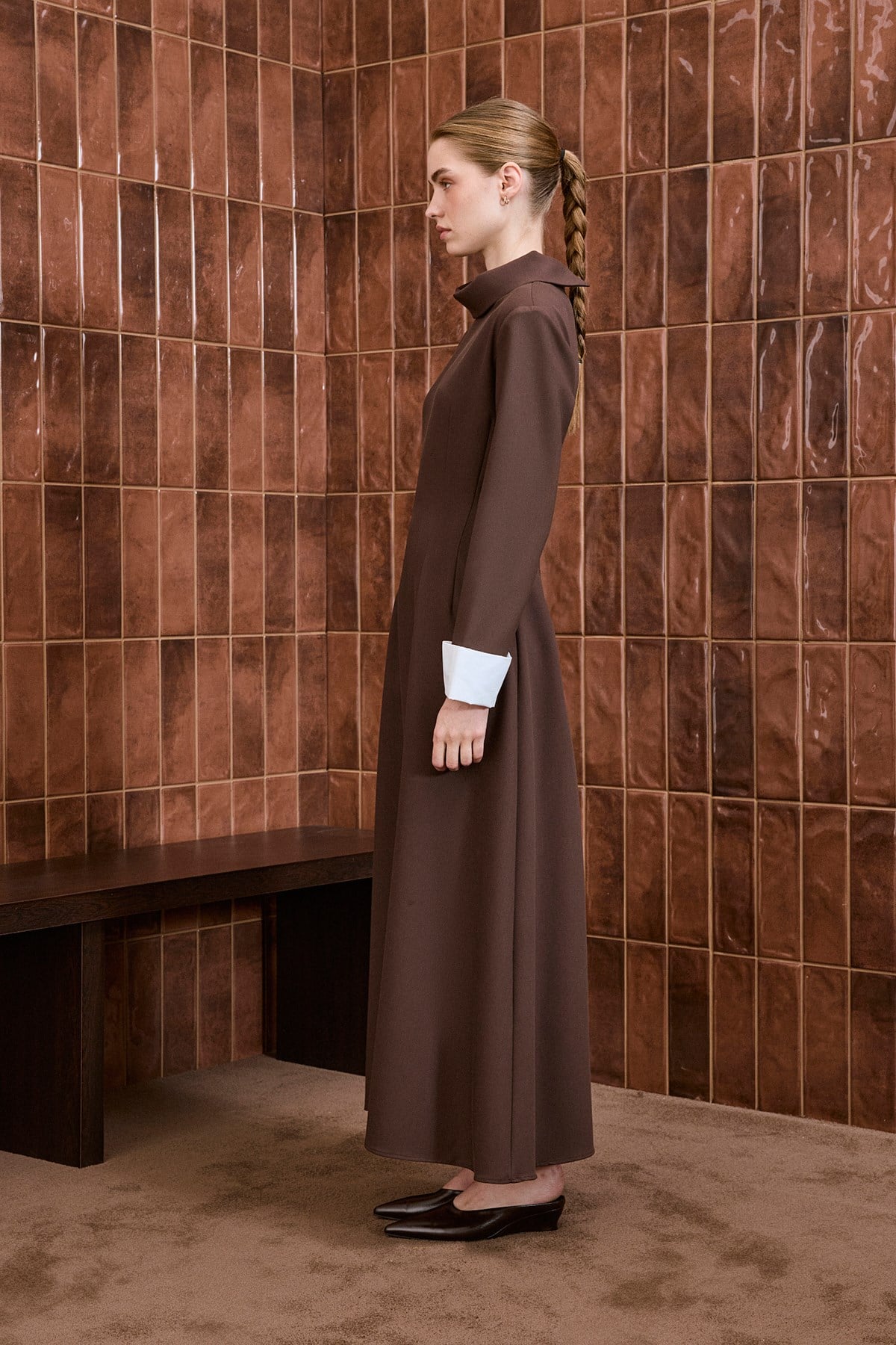 VIOLA CUFF DETAIL DRESS BROWN