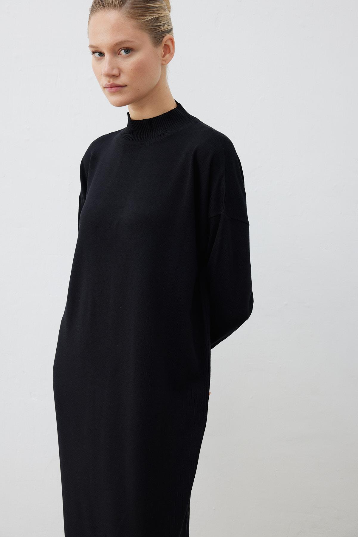 VOLETA MERCERIZED KNIT DRESS BLACK