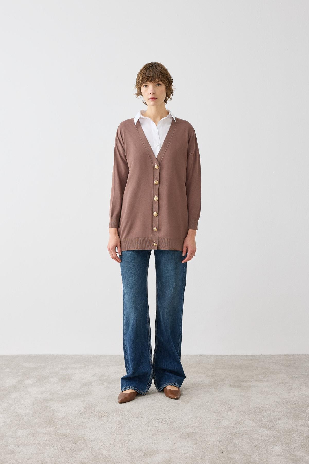 VOLETA MERSERİZE VISKON TRIKO KOLEJ HIRKA KAHVE