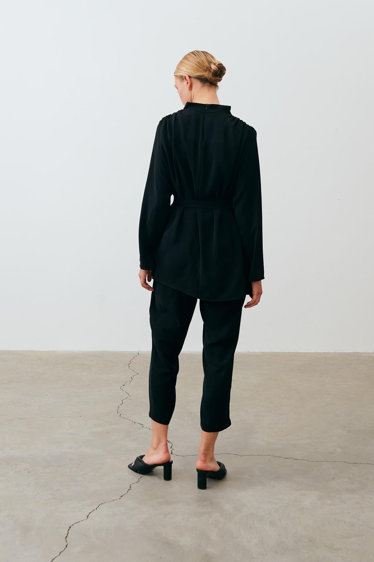 ZARIF CREPE PANTS SET BLACK