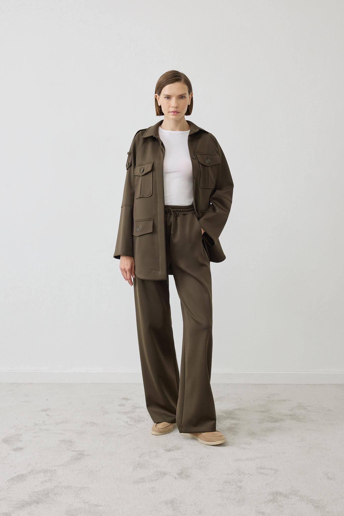 ZEN POCKET DETAILED KNIT SET KHAKI