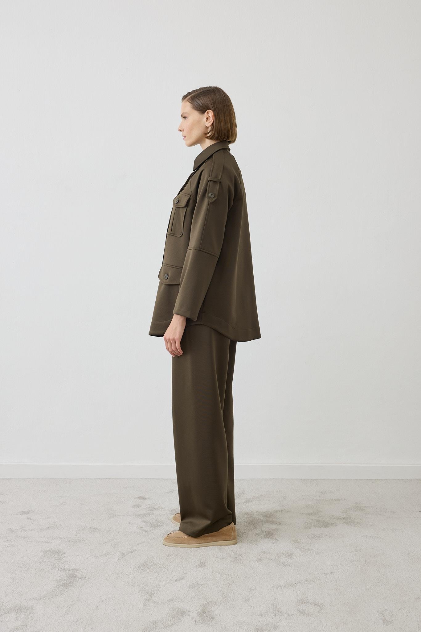 ZEN POCKET DETAILED KNIT SET KHAKI