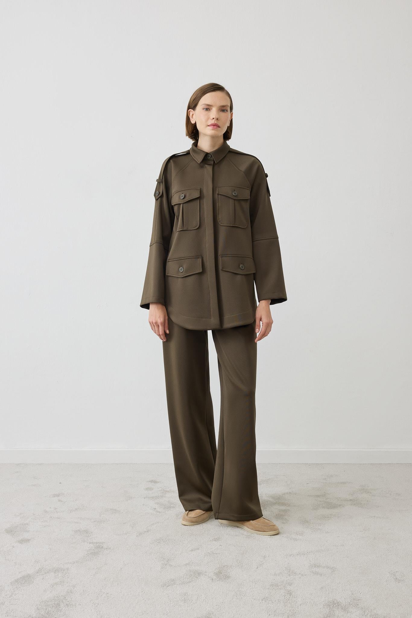 ZEN POCKET DETAILED KNIT SET KHAKI