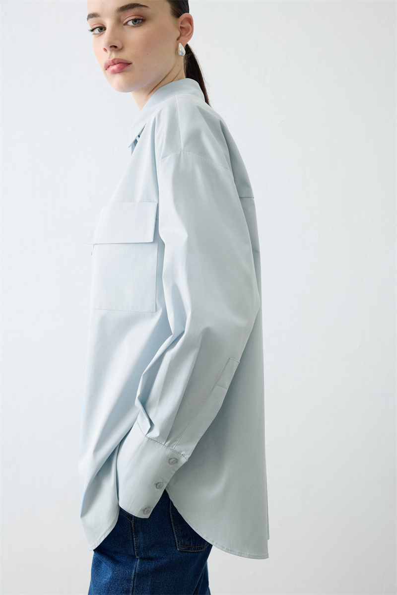  NOVA PAPER TOUCH CEPLİ KOTON GÖMLEK MAVİ