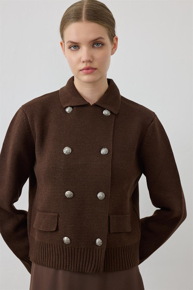 AMARA PAMUK TRİKO CEKET KAHVE