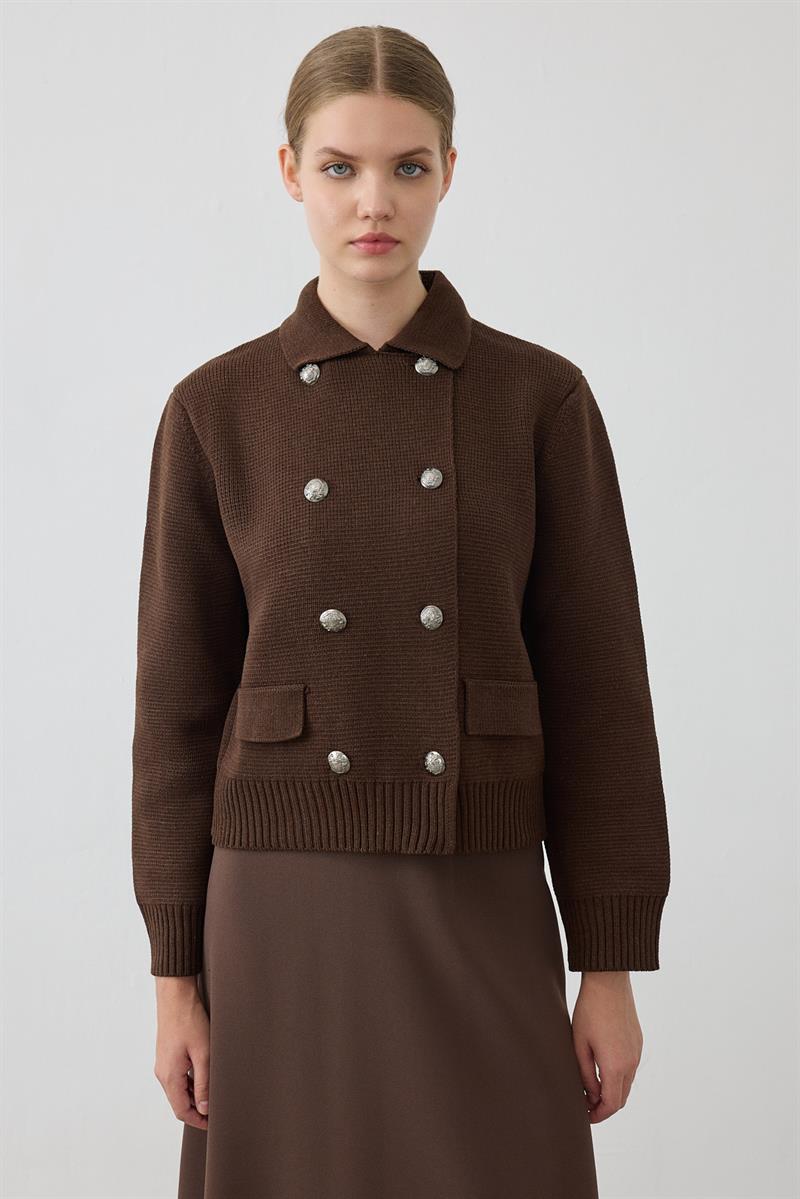 AMARA PAMUK TRİKO CEKET KAHVE