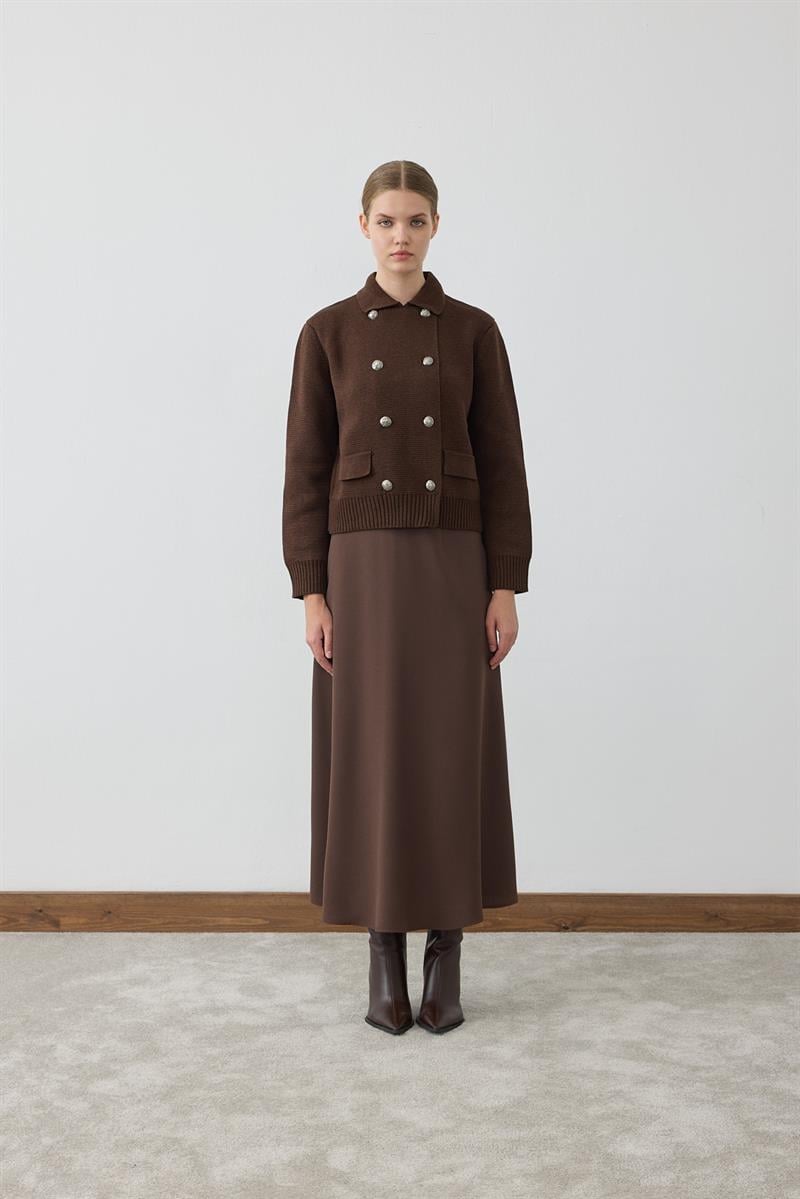 AMARA PAMUK TRİKO CEKET KAHVE