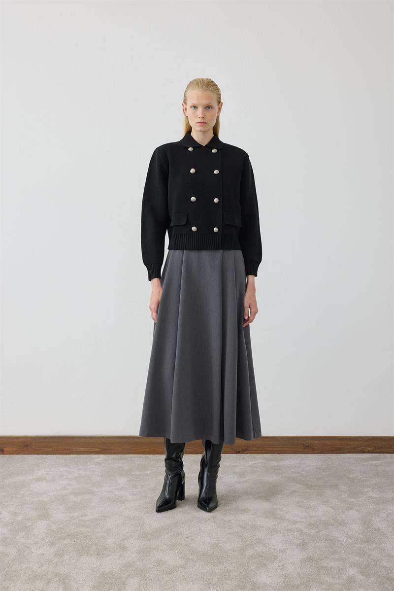 AMARA PAMUK TRİKO CEKET SİYAH