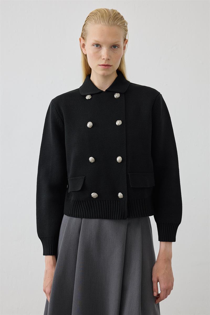 AMARA PAMUK TRİKO CEKET SİYAH