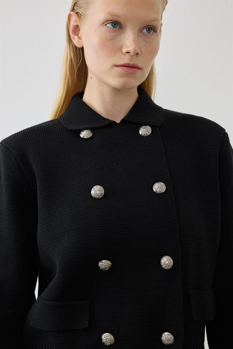 AMARA PAMUK TRİKO CEKET SİYAH