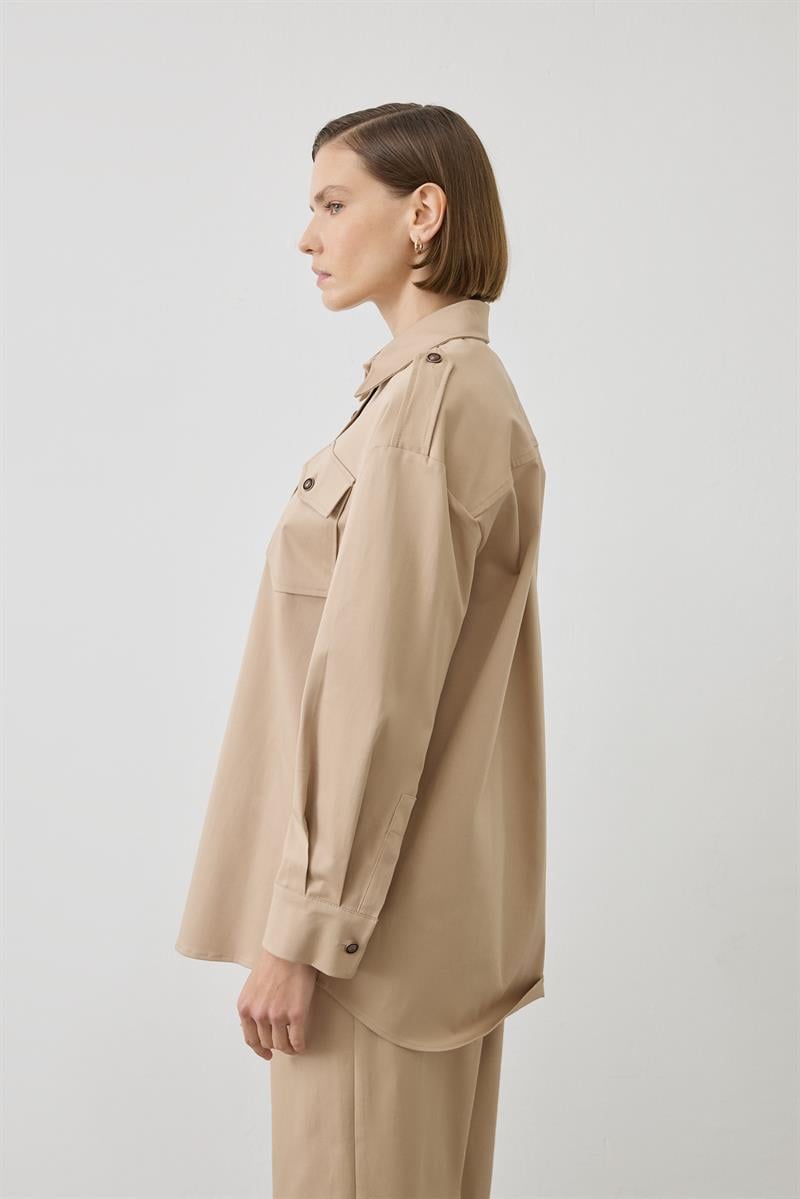 AMORE GABARDİN CEPLİ PANTOLON TAKIM CAMEL