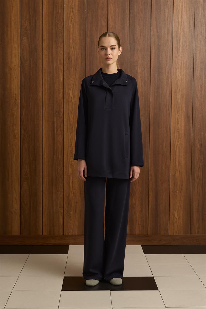 ANDY HOODIE KNIT TRACKSUIT SET NAVY BLUE