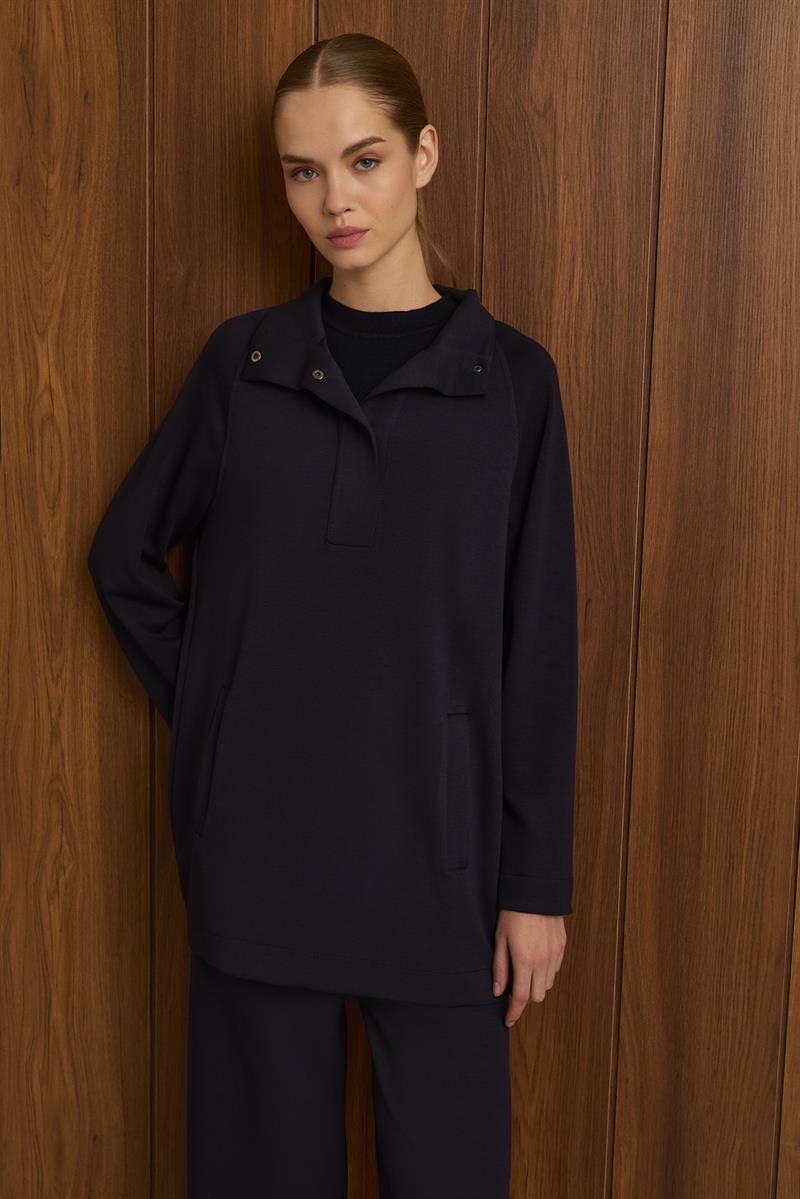 ANDY HOODIE KNIT TRACKSUIT SET NAVY BLUE