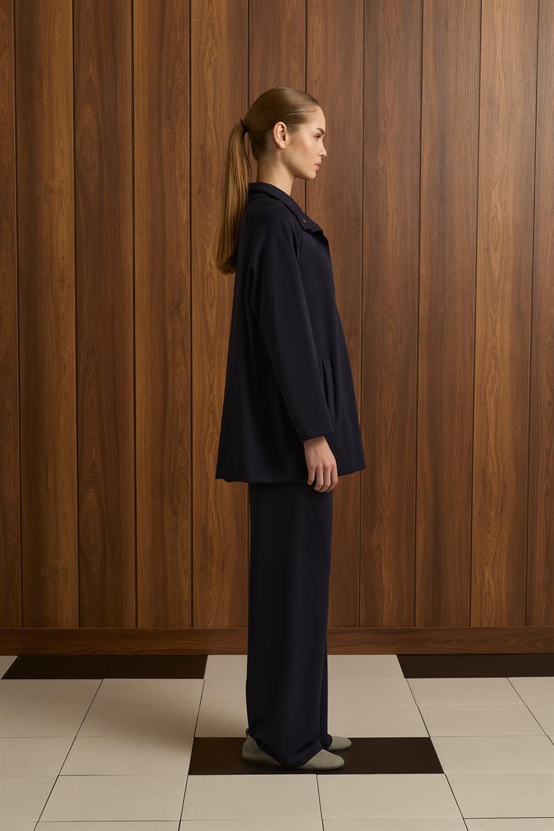 ANDY HOODIE KNIT TRACKSUIT SET NAVY BLUE