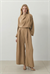 ARESA ASETAT ŞAL DETAYLI PANTOLONLU TAKIM CAMEL
