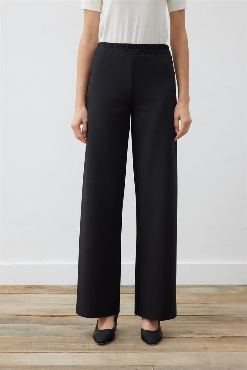 ASEL SCUBA WIDE LEG PANTS BLACK