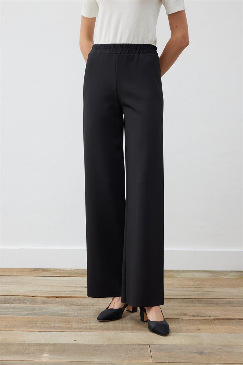 ASEL SCUBA WIDE LEG PANTS BLACK
