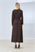 AVONE SCOOP NECK COLLAR SKIRT SET BROWN