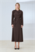AVONE SCOOP NECK COLLAR SKIRT SET BROWN