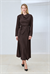 AVONE SCOOP NECK COLLAR SKIRT SET BROWN
