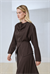 AVONE SCOOP NECK COLLAR SKIRT SET BROWN