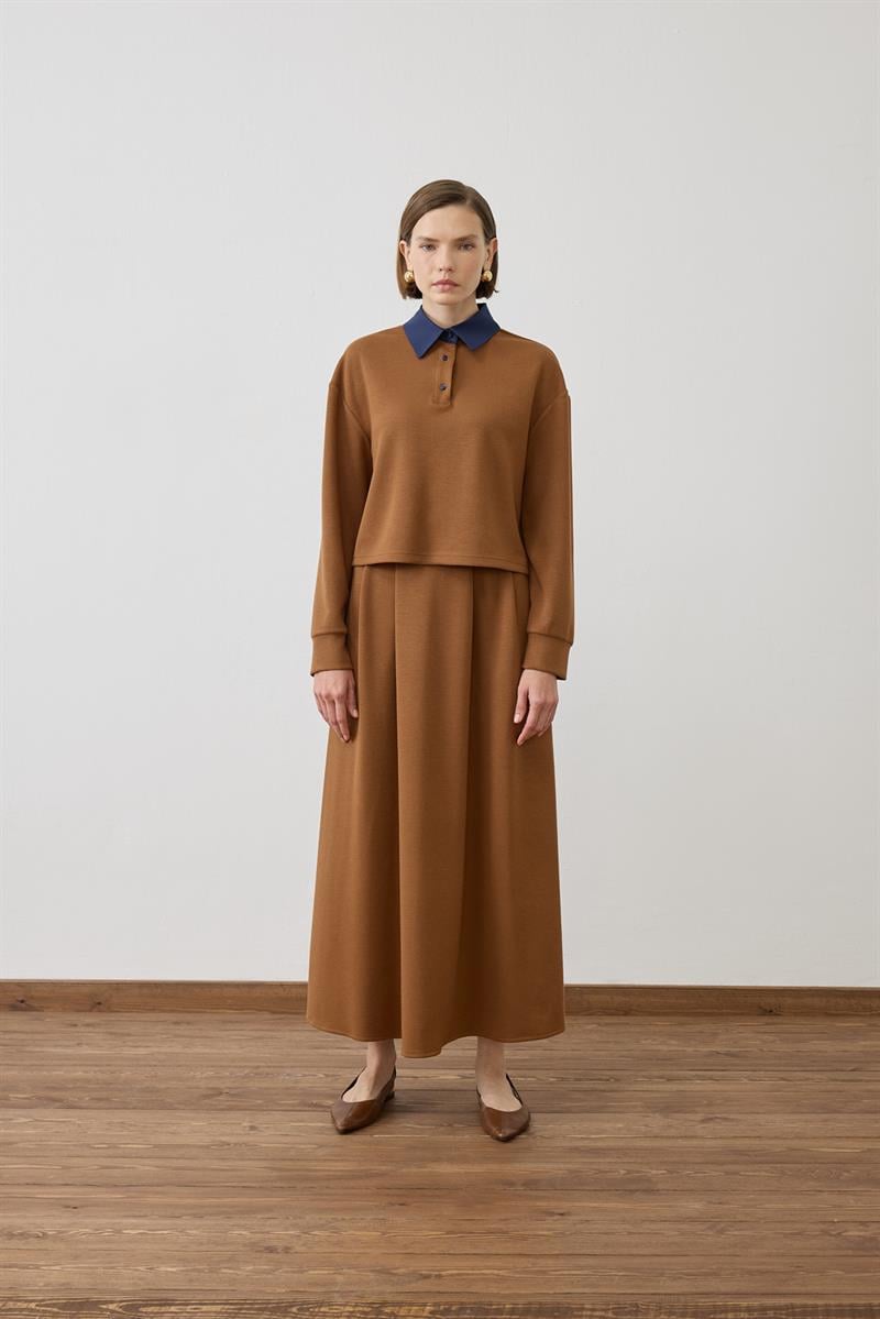 AZURE GARNİ DETAYLI ÖRME TAKIM KAHVE