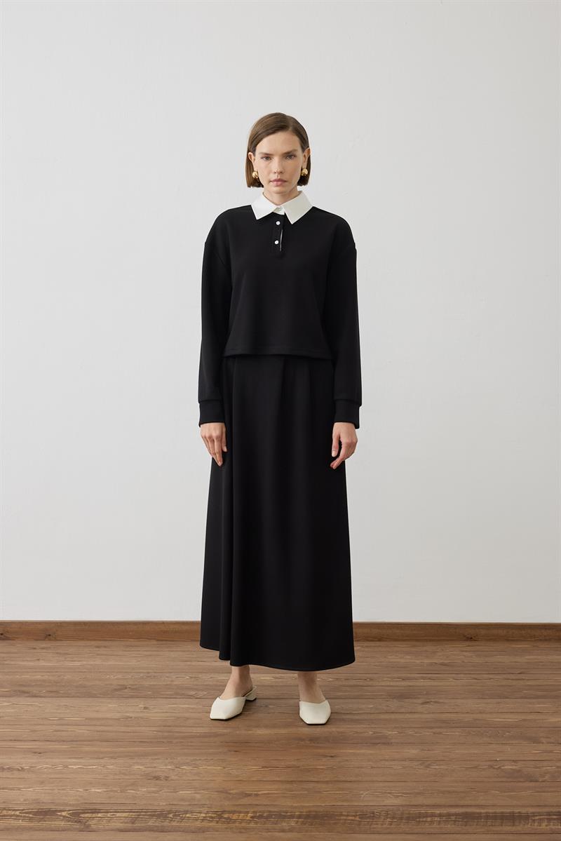 AZURE GARNİ DETAYLI ÖRME TAKIM SİYAH