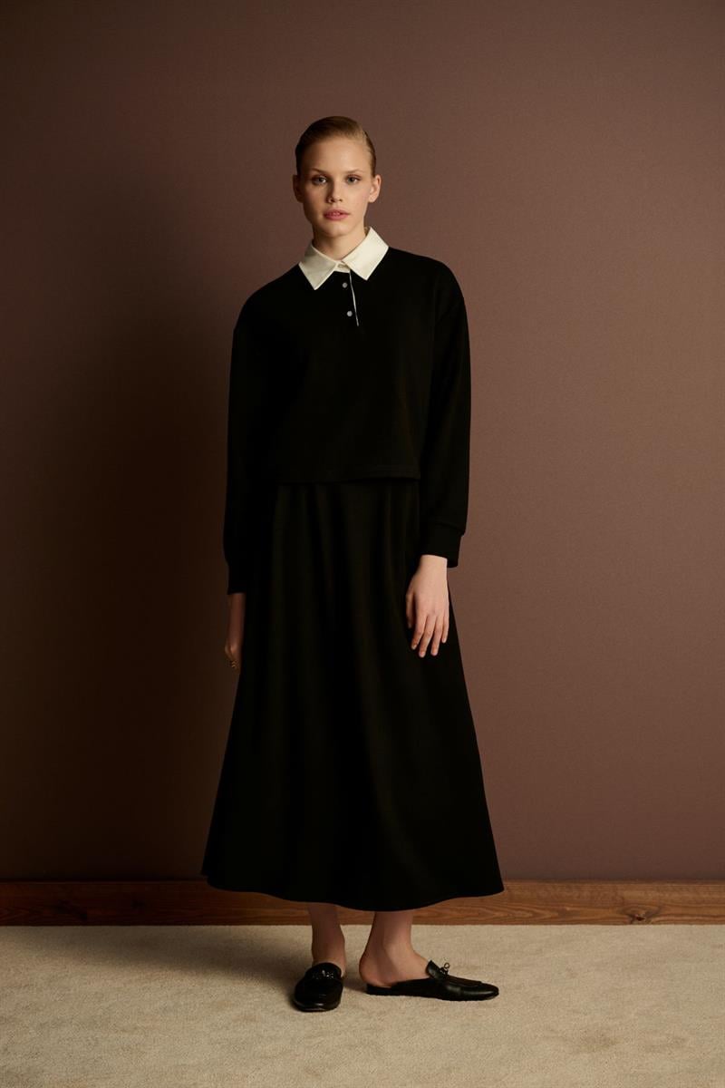 AZURE GARNİ DETAYLI ÖRME TAKIM SİYAH